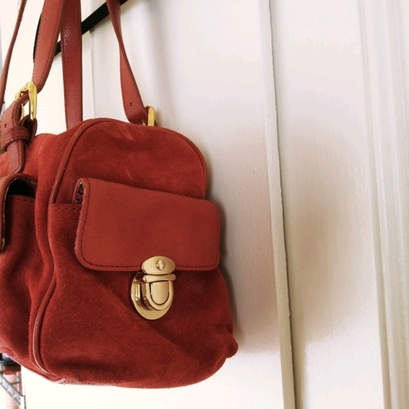 Maxx Studio Red Suede Purse 7-i - Picture 8 of 9